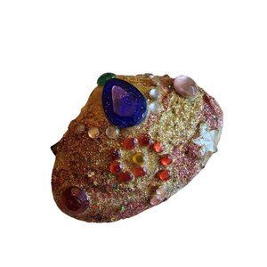 Vintage Shell Glitter and Stone Brooch (A1519)